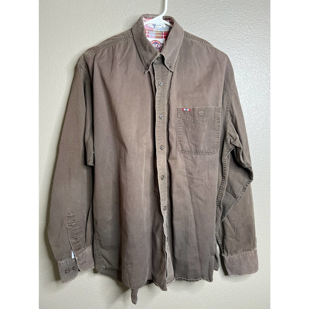 LARRO / Brown / Large / button up / long sleeve / collard / shirt